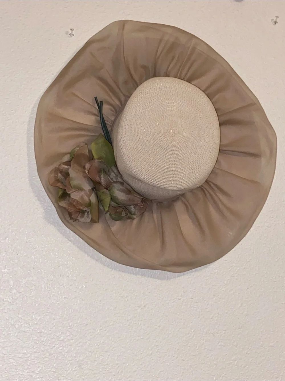 Miss Gla Elegant Beige Floral Accent Women's Dress Hat